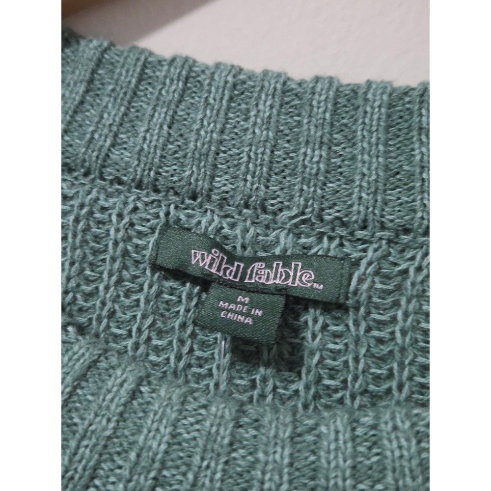 Wild Fable Green Shaker Stitch Cropped Sweater Womens Medium NWT - Picture 3 of 5